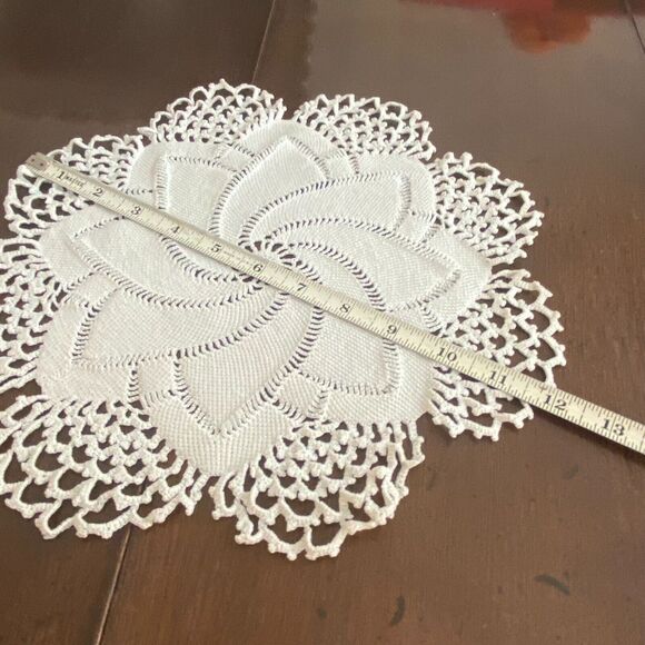 Beige Pinwheel Crochet Lace Doily Tablecloth Home Decorative Placemat 12" - Picture 6 of 7
